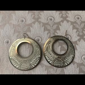 Gold & White Hoop Earrings